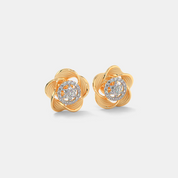 Silver Floral Diamond Stud Earrings