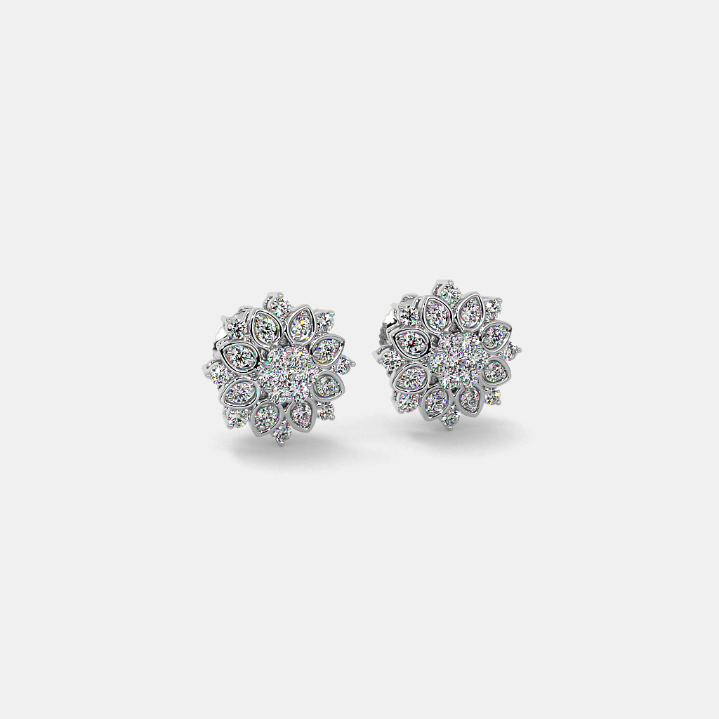 Silver Floral Cluster Stud Earrings