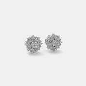 Silver Floral Cluster Stud Earrings