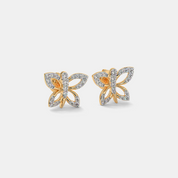 Silver Butterfly Diamond Stud Earrings