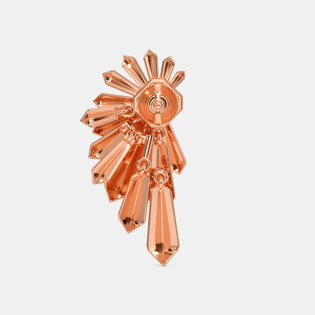 Silver Geometric Fan Diamond Stud Earring