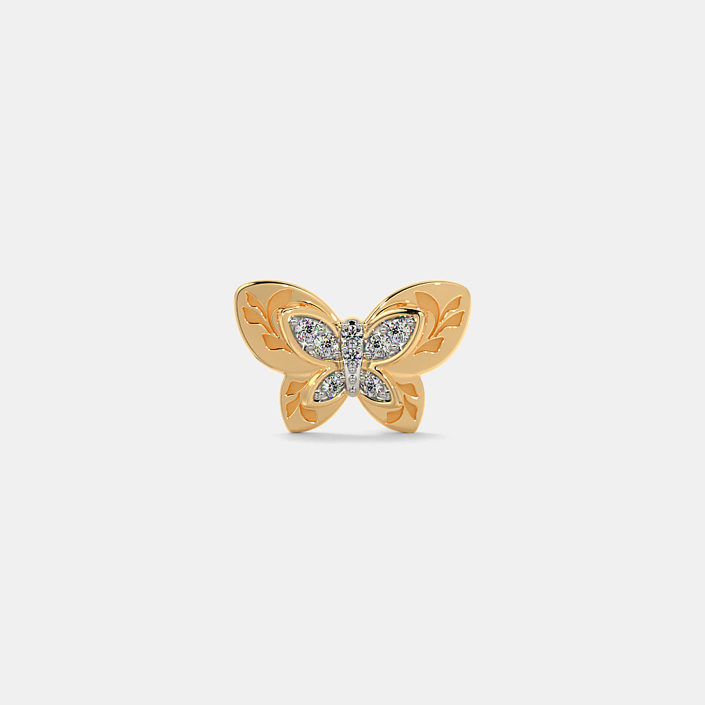 Silver Butterfly Diamond Stud Earrings