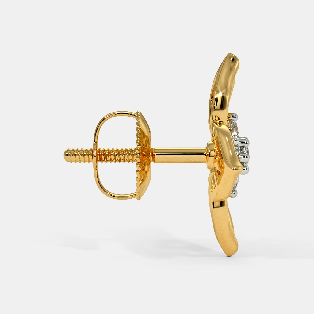 Silver Floral Open Petal Stud Earrings