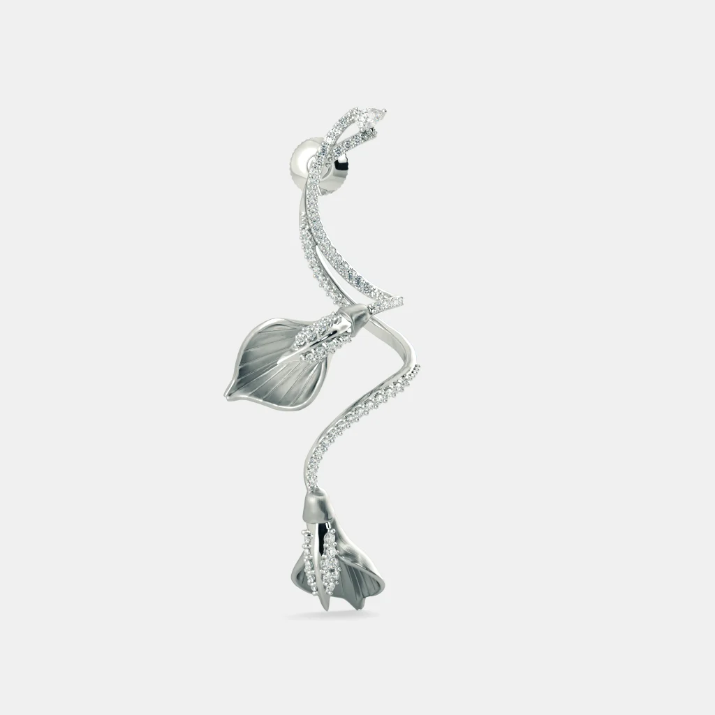 Silver Diamond Floral Drop Earrings