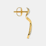 Silver Wave Diamond Stud Earrings