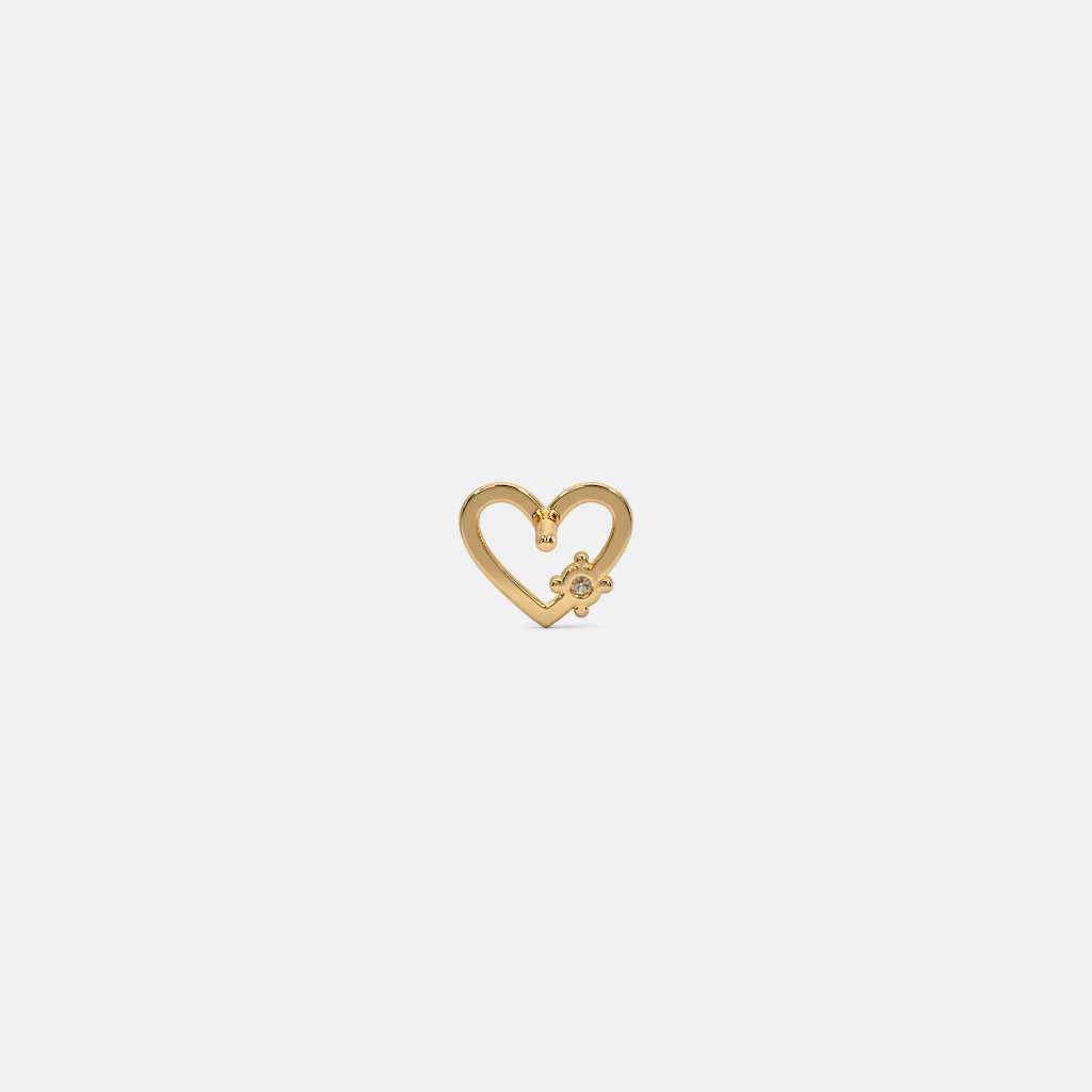 Silver Heart Diamond Stud Earrings