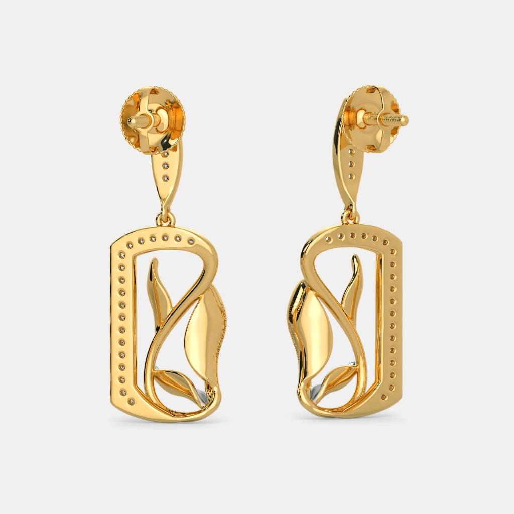 Silver Abstract Diamond Drop Earrings