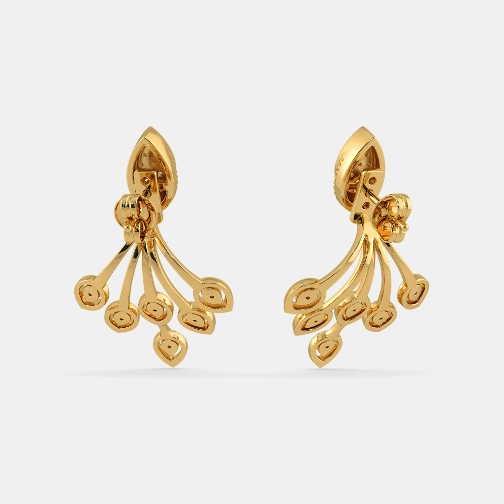 Silver Teardrop Diamond Cascade Stud Earrings