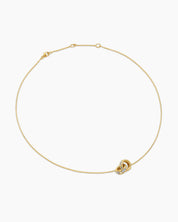 Gold Plated Silver Interlocking Textured Circle and Diamond Pendant Necklace for Women