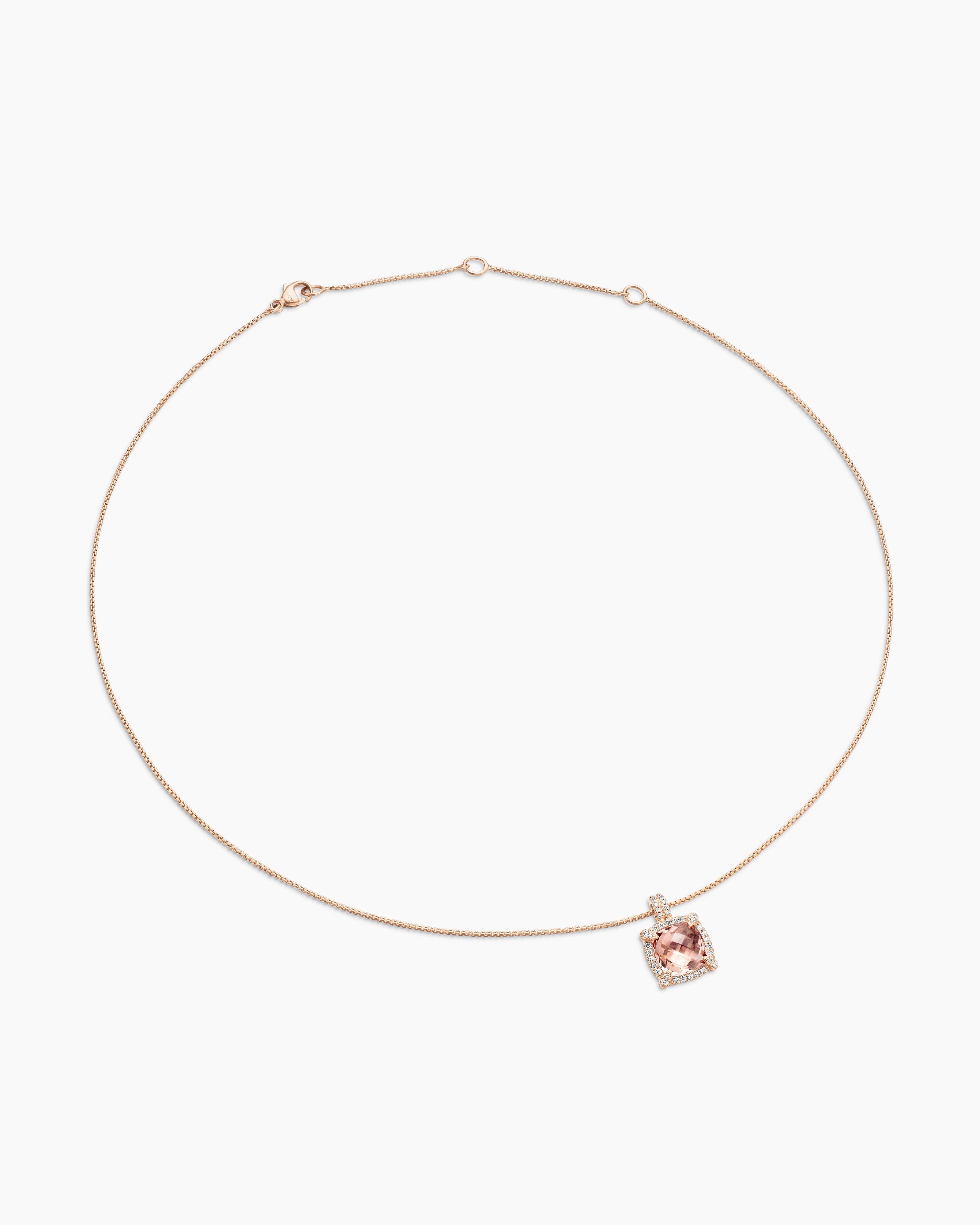 Cushion Gemstone Halo Pendant Necklace in Silver