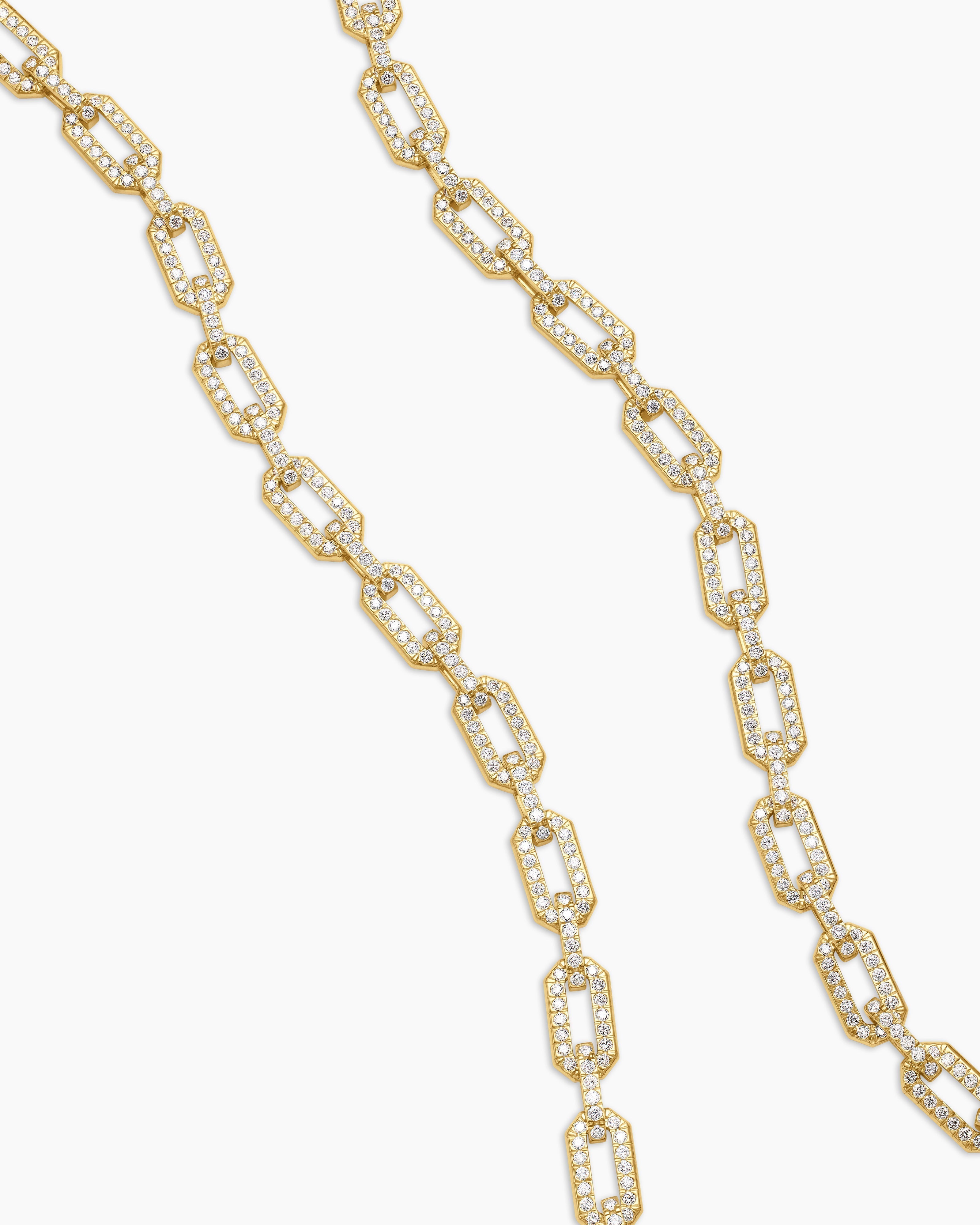 Diamond Framed Open Link Necklace in Silver