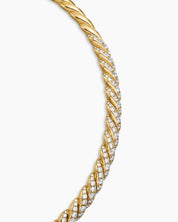 Diamond Detailed Twisted Collar Necklace in Silver