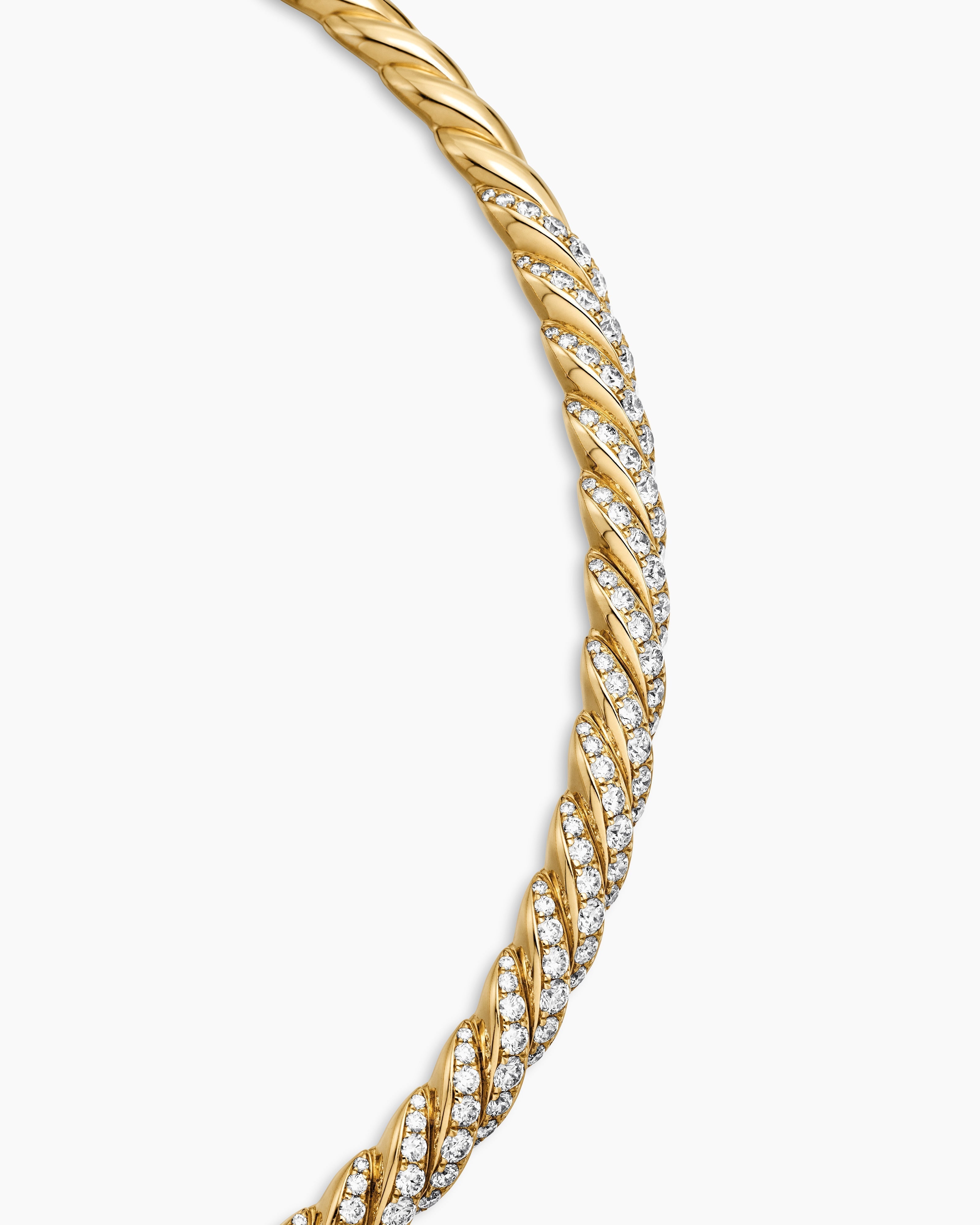 Diamond Detailed Twisted Collar Necklace in Silver