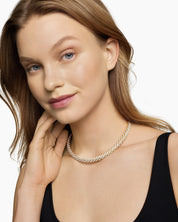 Diamond Detailed Twisted Collar Necklace in Silver