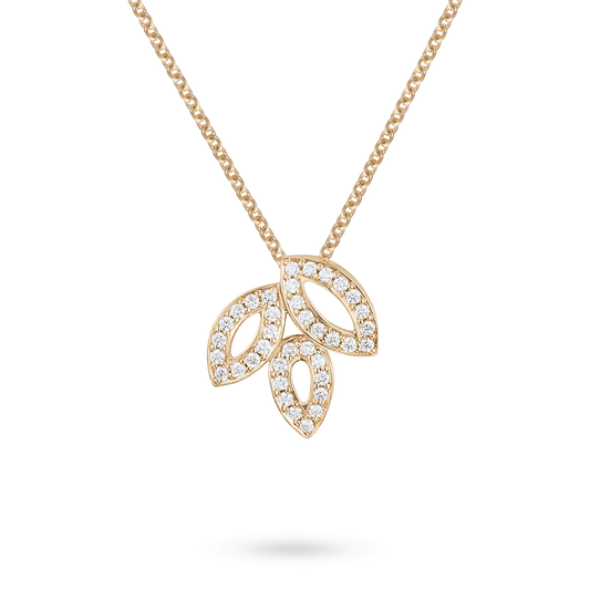 Carave Paris Triple Leaf Diamond Pendant Necklace