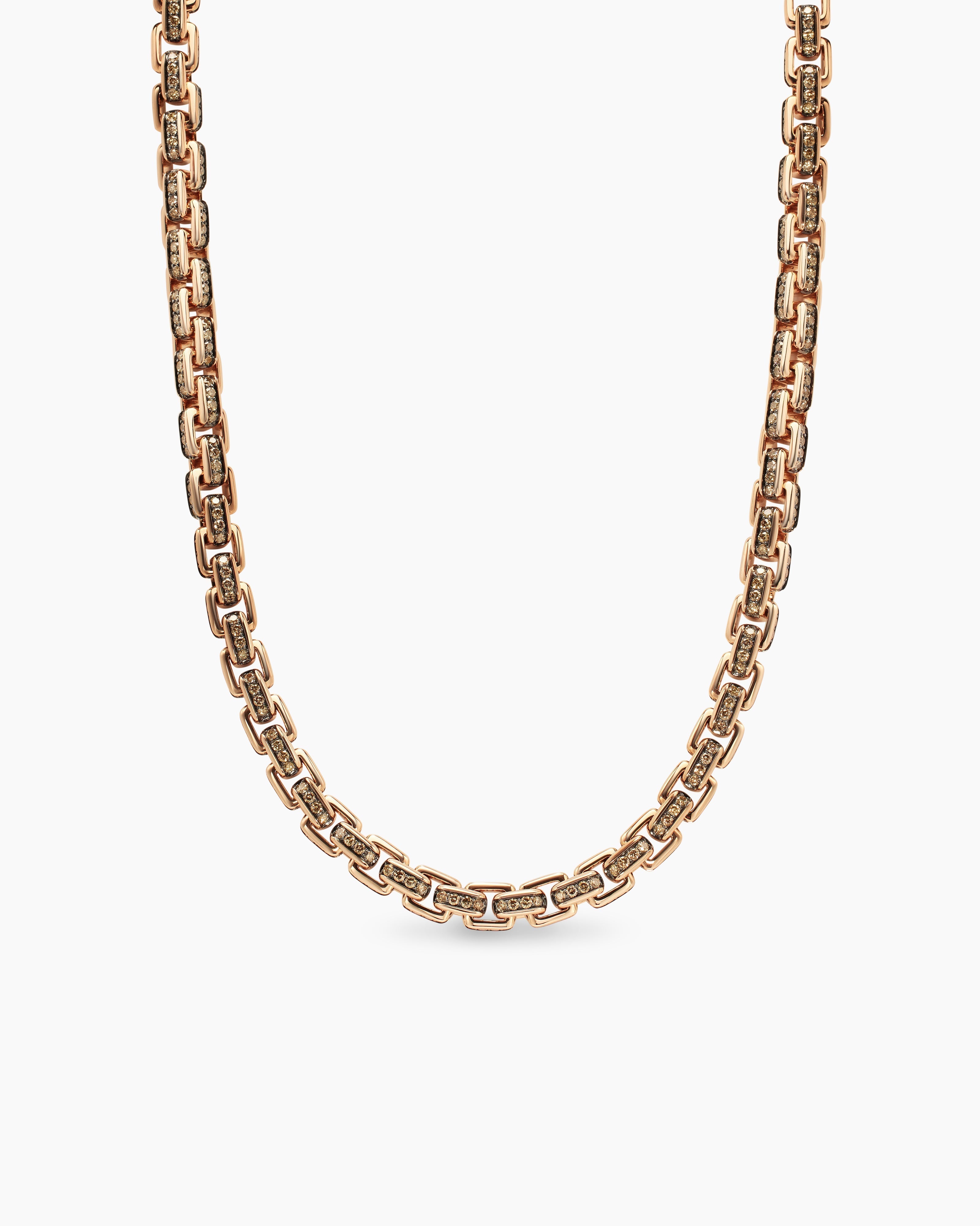 Men’s Diamond Accent Rectangular Link Silver Chain Necklace