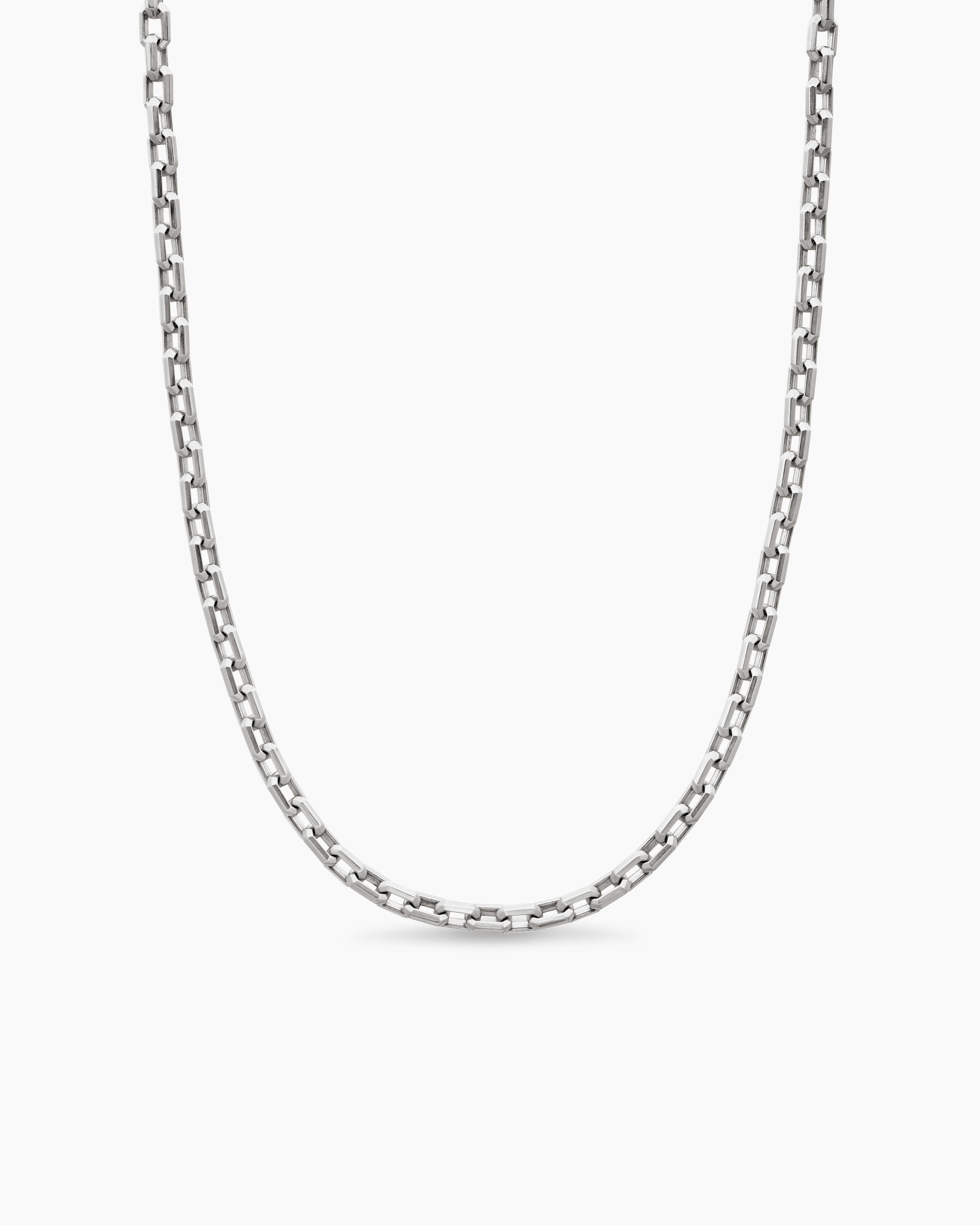 Rectangular Link Silver Chain Necklace