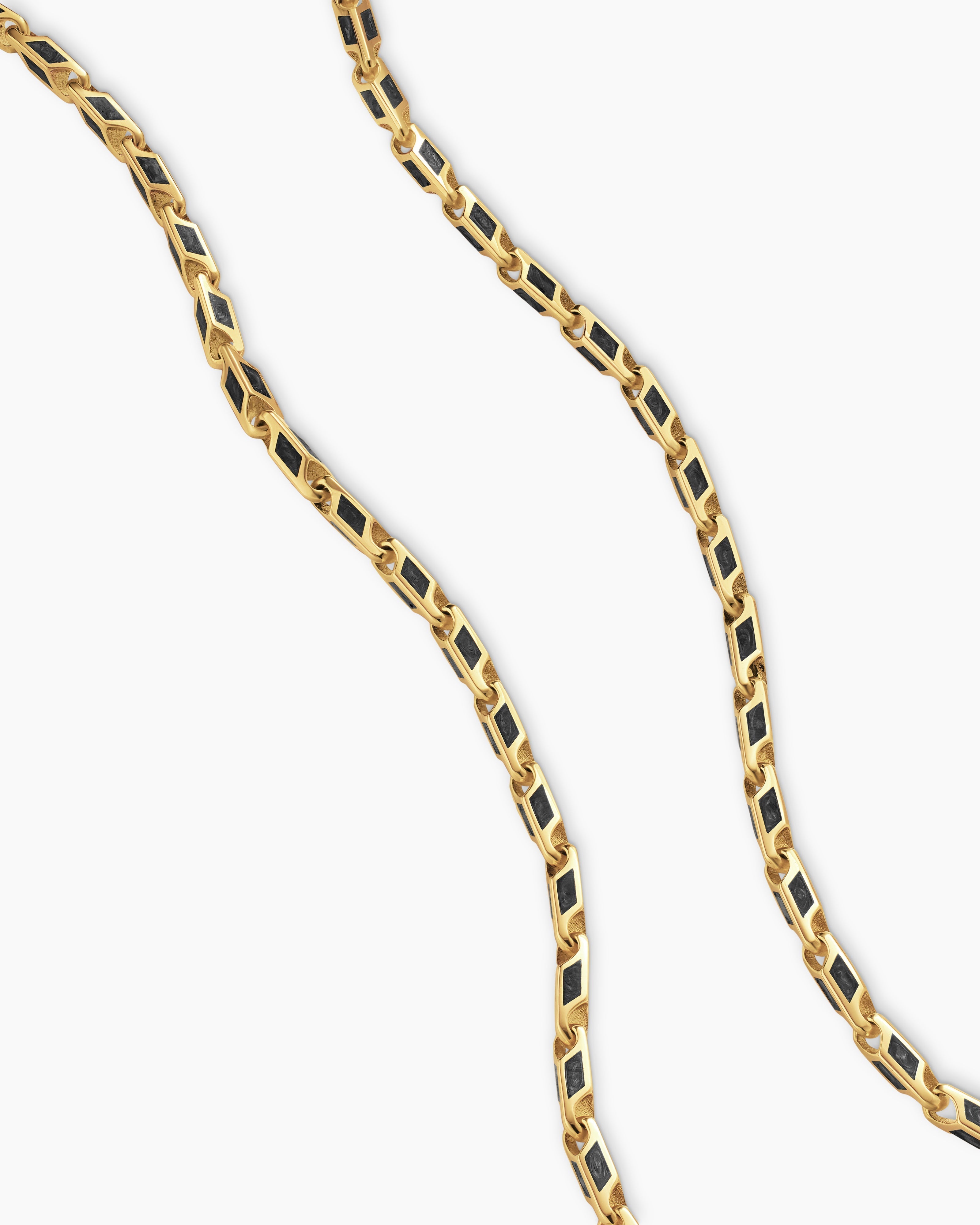 Men’s Rectangular Inlay Link Silver Chain Necklace