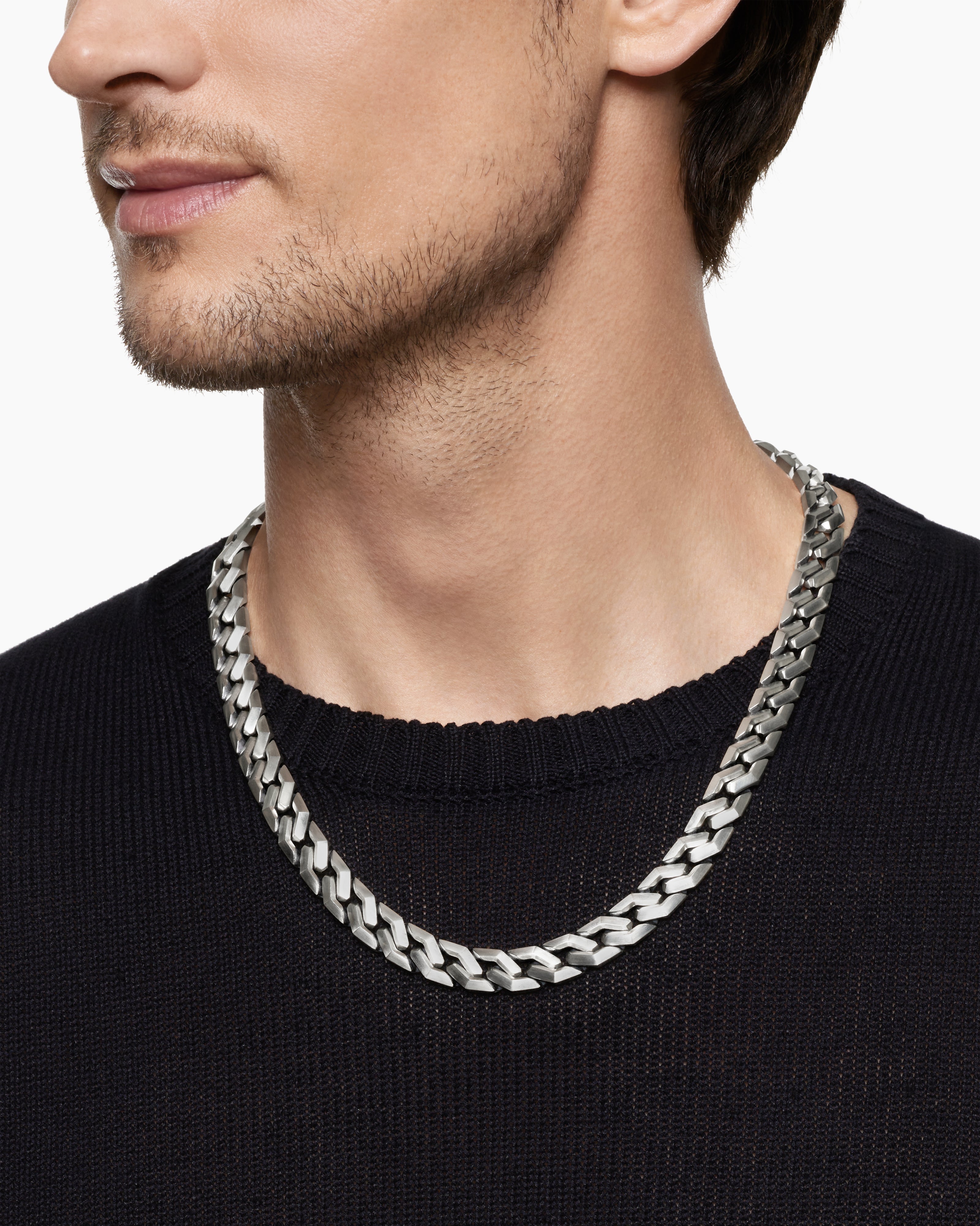 Geometric Silver Link Men’s Chain