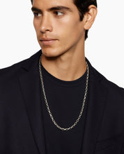 Rectangular Link Silver Chain Necklace