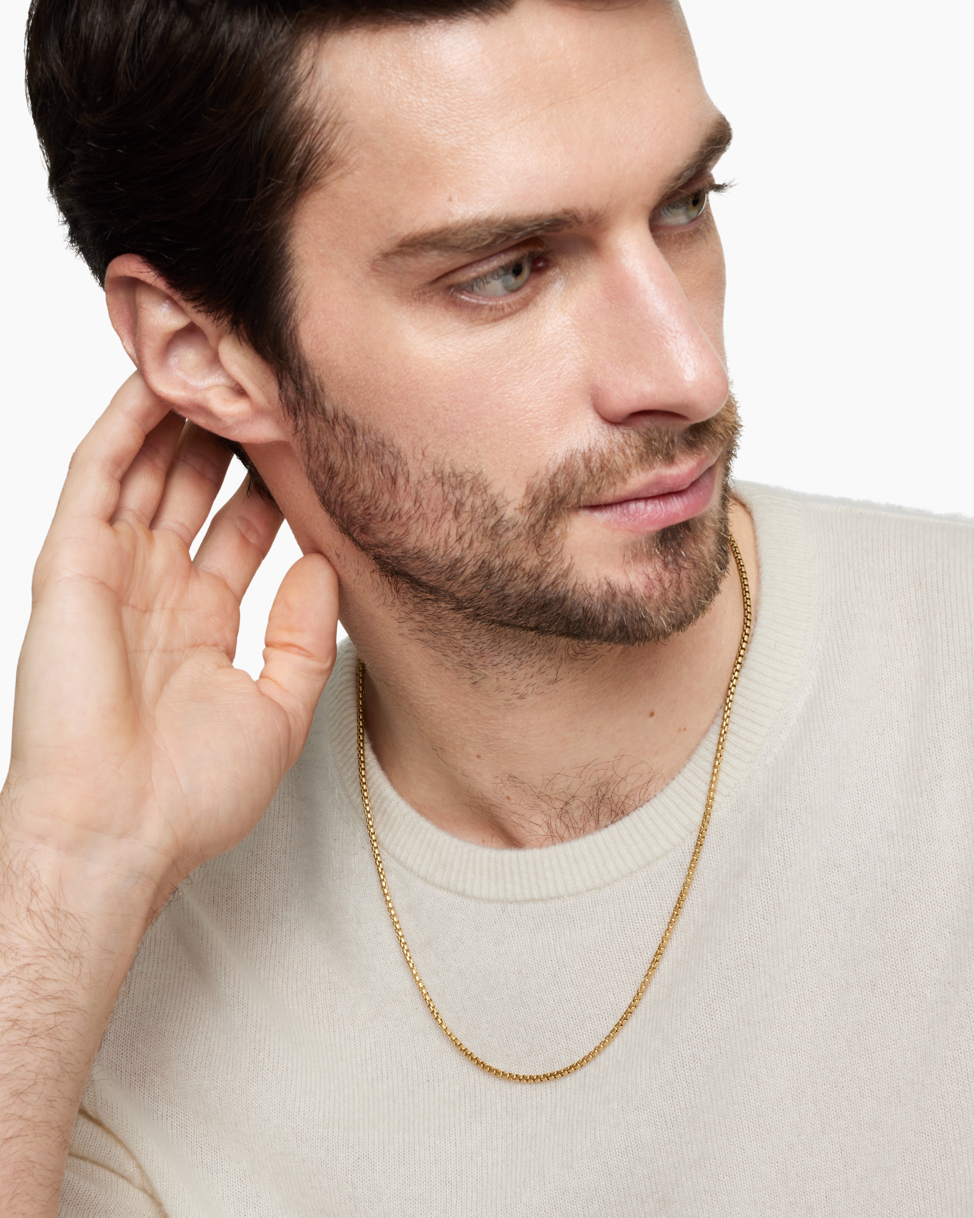 Men’s Silver Box Link Chain Necklace