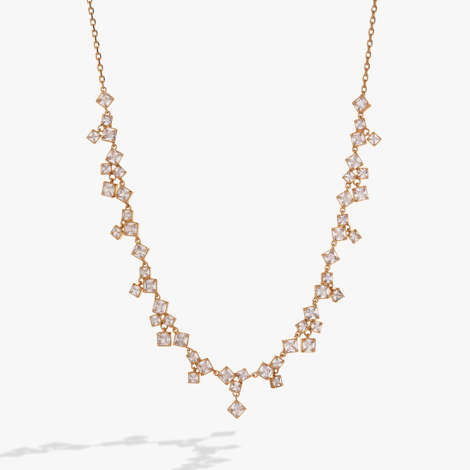 Elegant Sterling Silver Square Crystal Necklace for Women