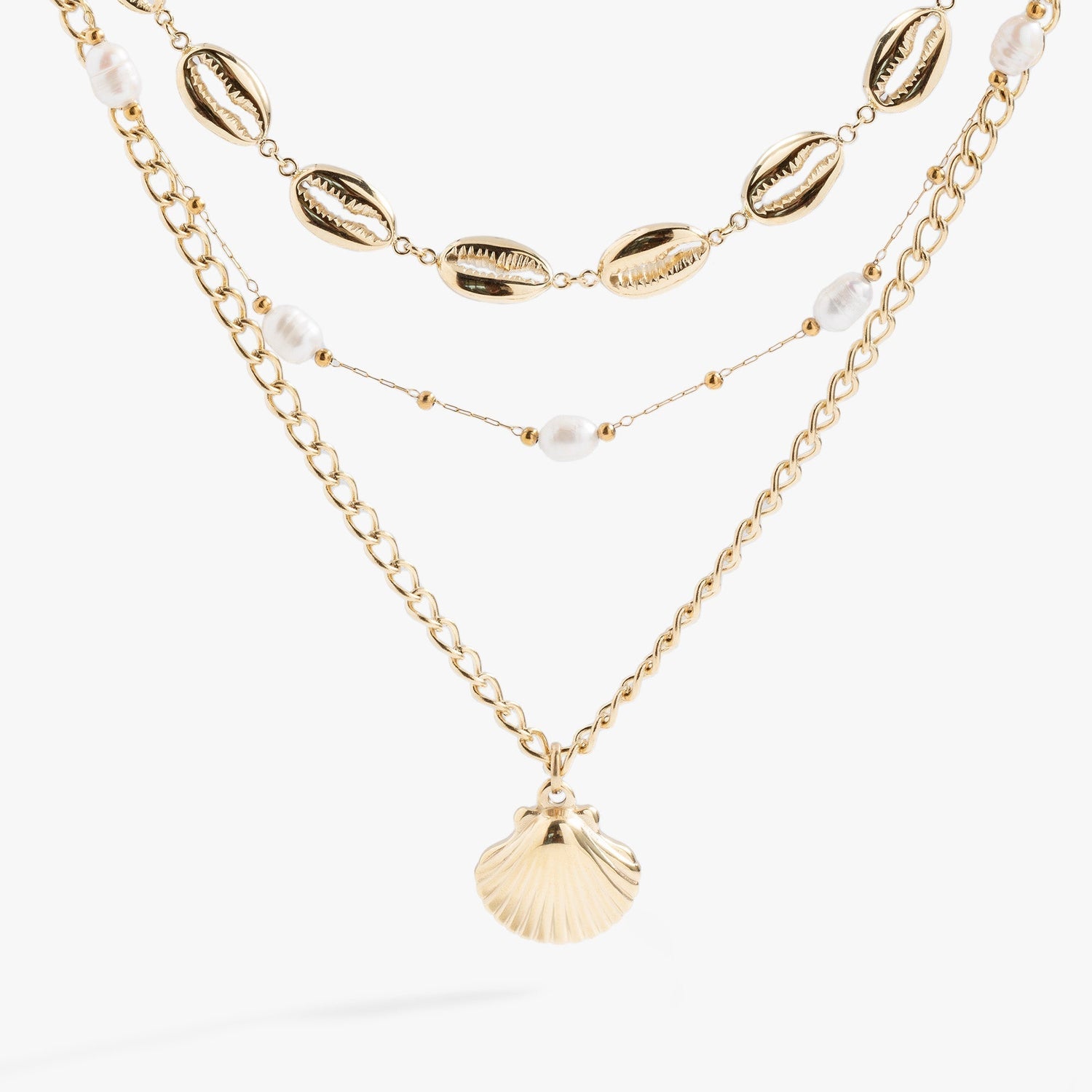 Carave Paris Coastal Layered Shell & Pearl Necklace