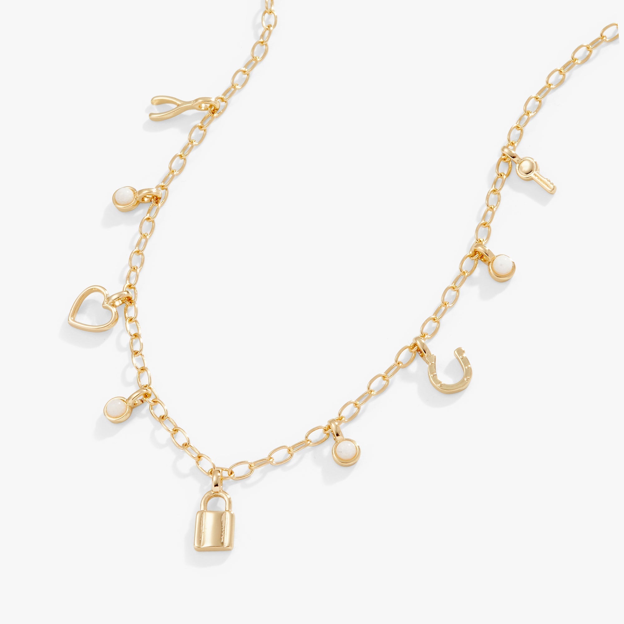 Silver Lock and Lucky Charm Necklace for Women