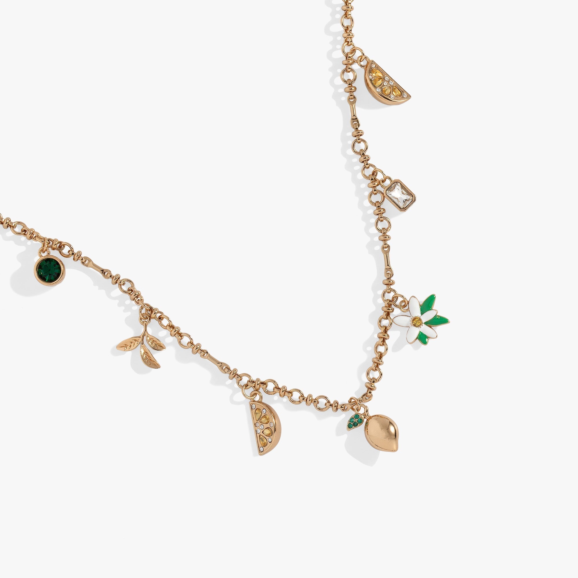 Silver Fruit And Floral Charm Necklace for Women