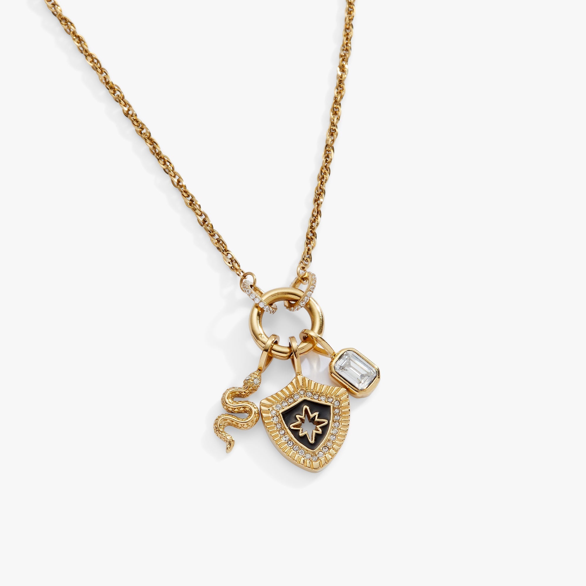 Silver Shield Charm Necklace for Women