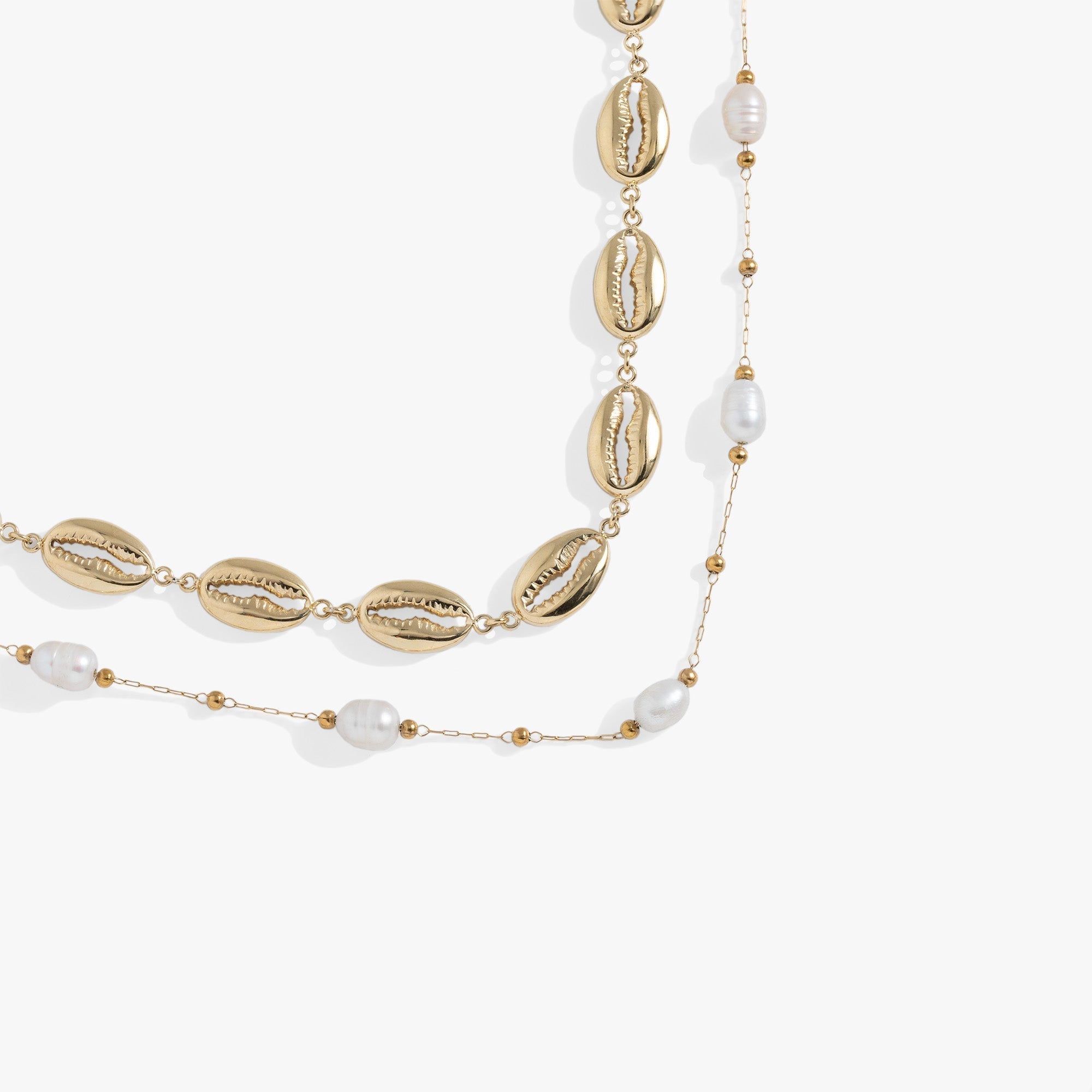 Silver Layered Seashell and Cowrie Necklace for Women