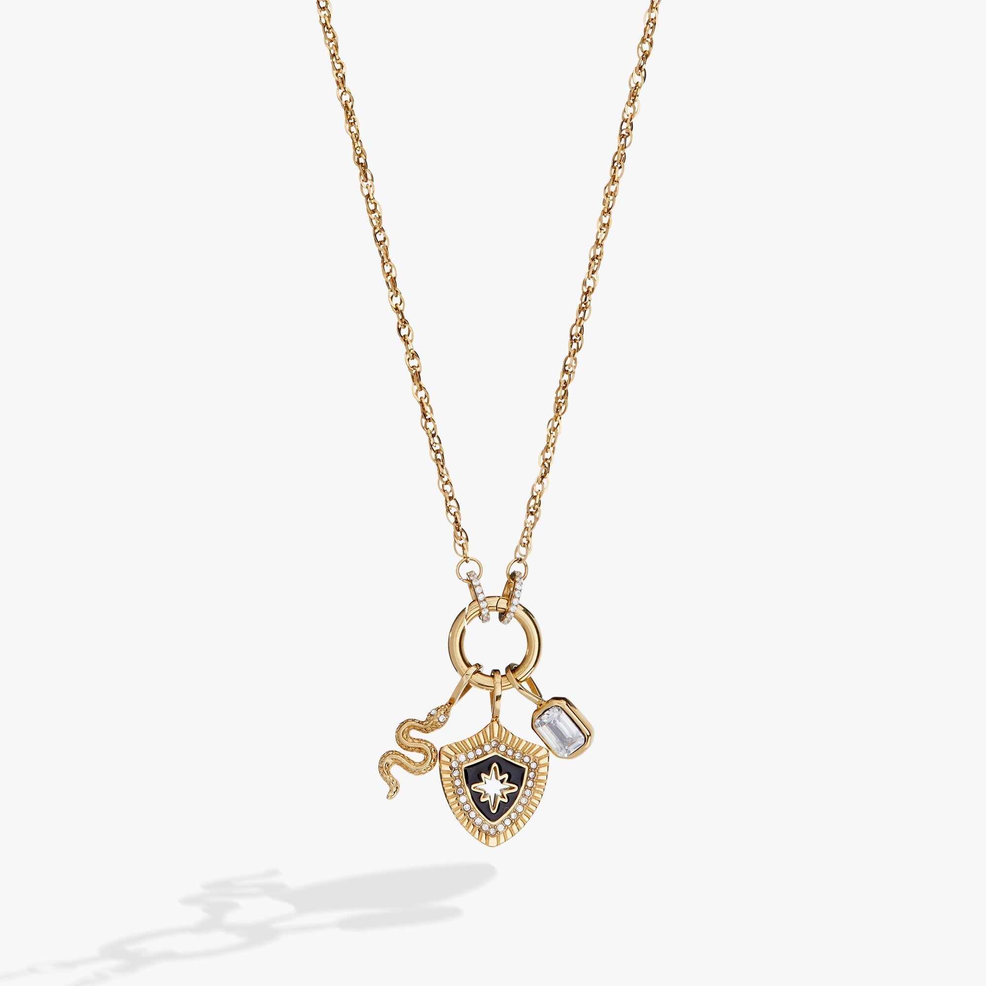 Silver Shield Charm Necklace for Women