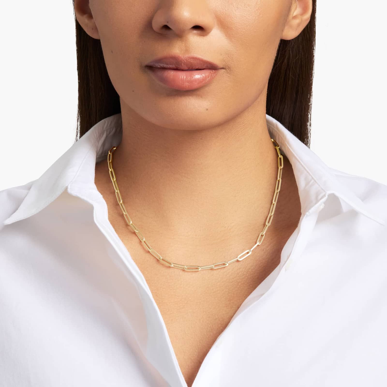 Silver Paperclip Chain Necklace for Women