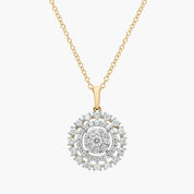 Silver Round Halo Diamond Necklace for Women