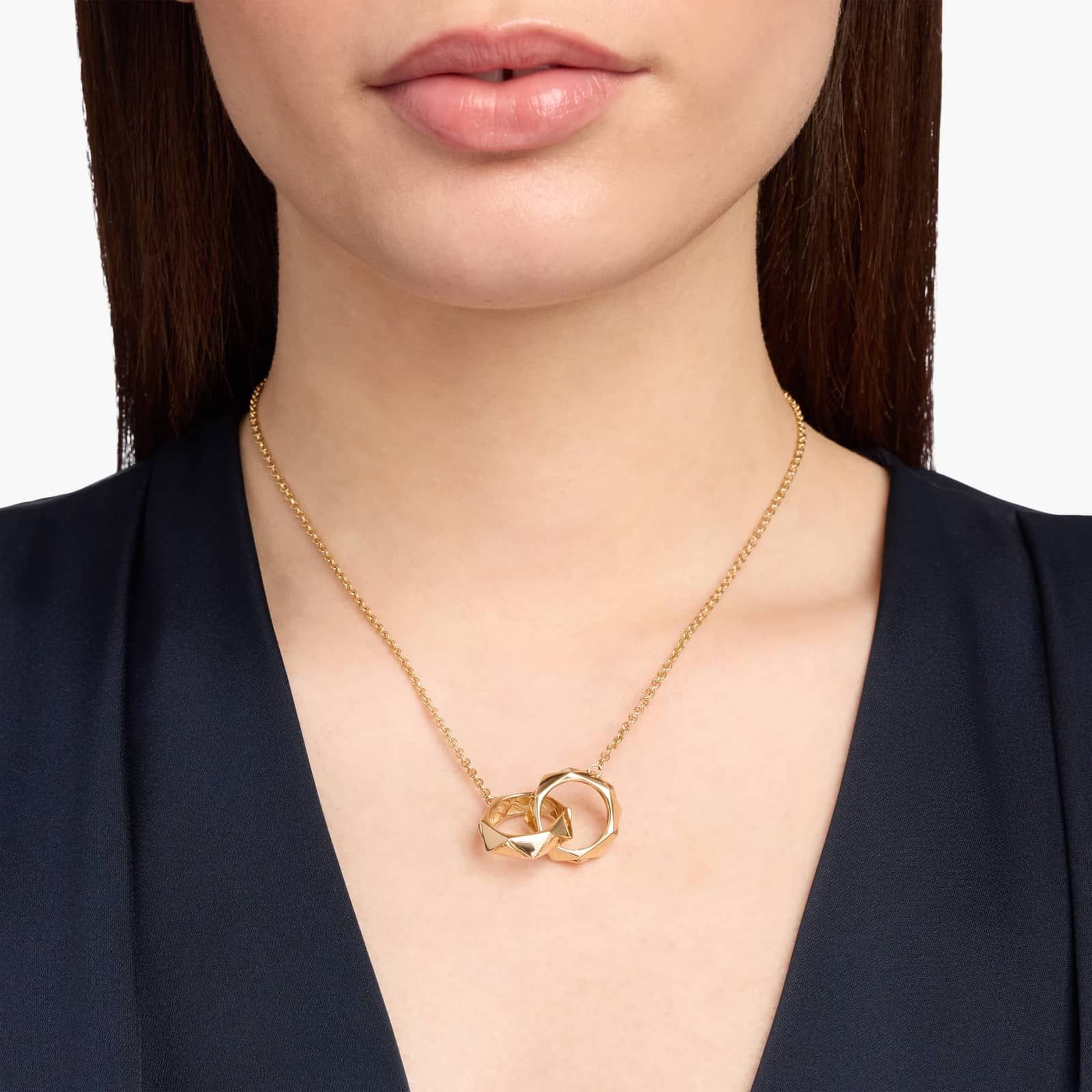 Silver Interlocking Geometric Necklace for Women