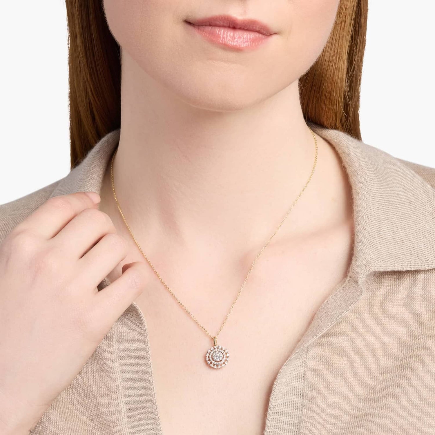 Carave Paris Double Halo Circle Pendant Necklace