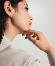 Classic Sculpted Hoop Stud Earrings in Sterling Silver