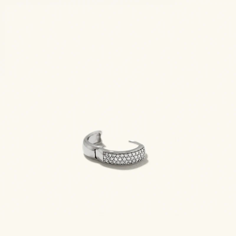 Timeless Diamond Huggie Hoop Earrings in Sterling Silver