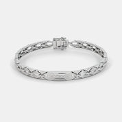 Sterling Silver Geometric Link Bracelet for Men