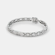 Sterling Silver Geometric Link Bracelet for Men
