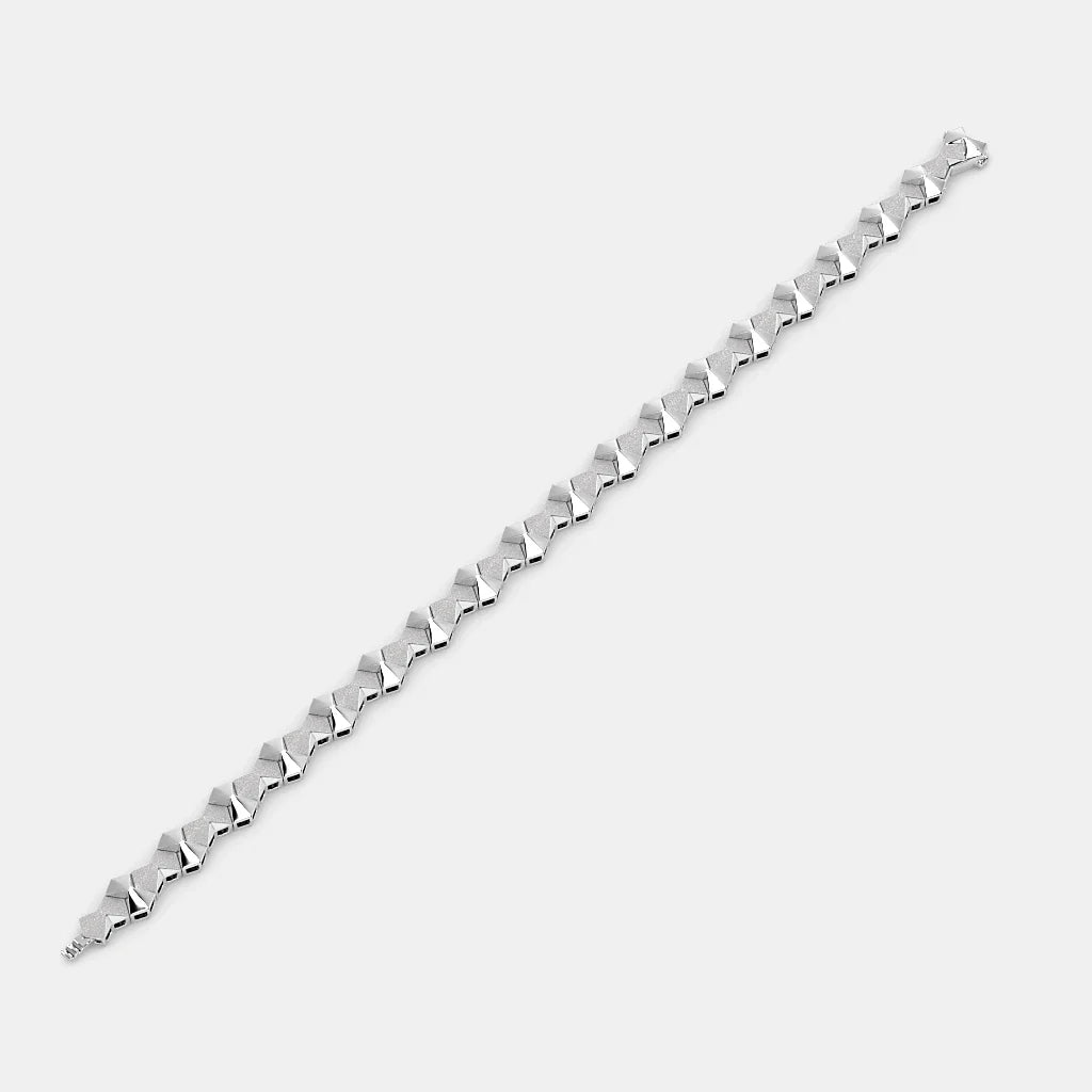 Sterling Silver Geometric Stud Bracelet for Men