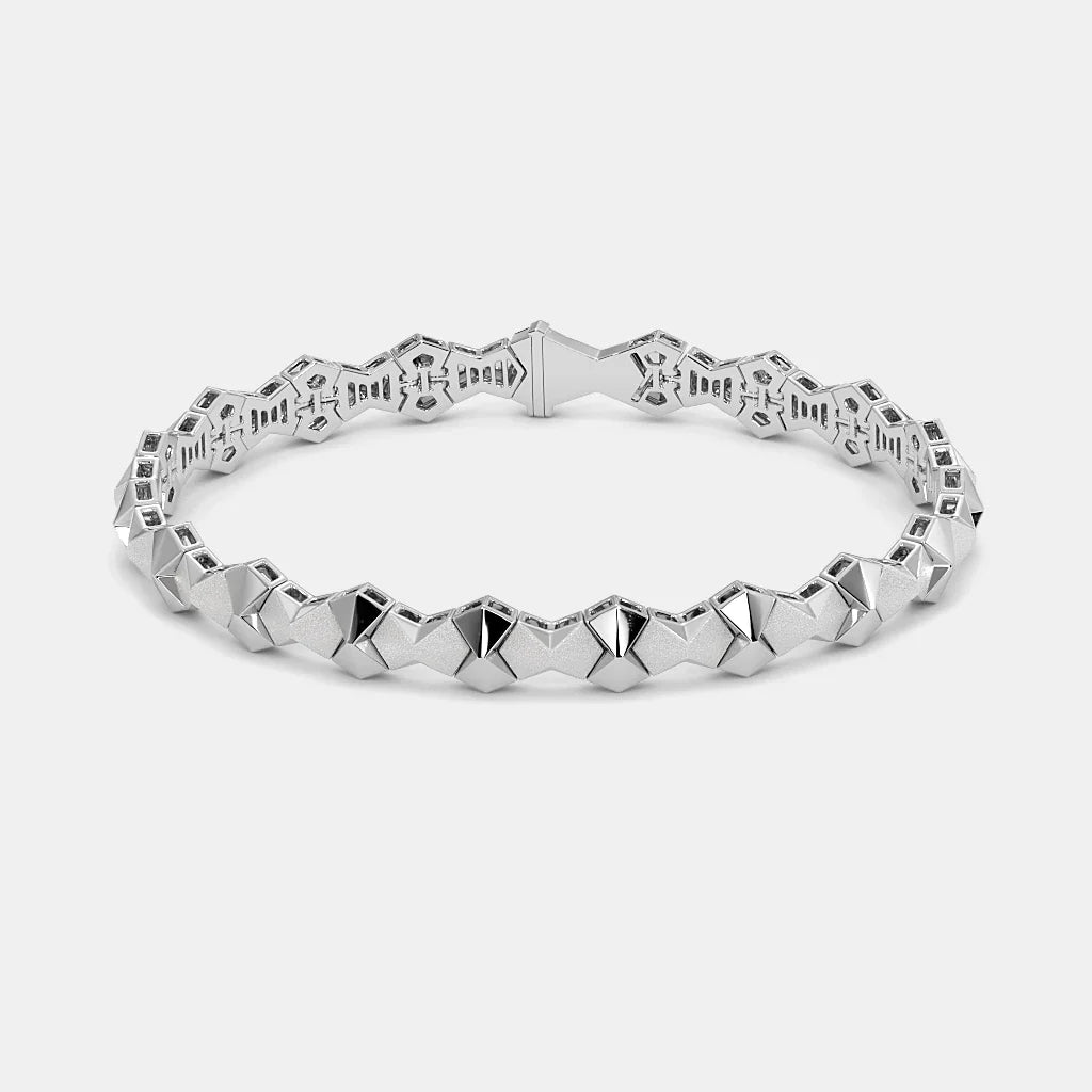 Sterling Silver Geometric Stud Bracelet for Men