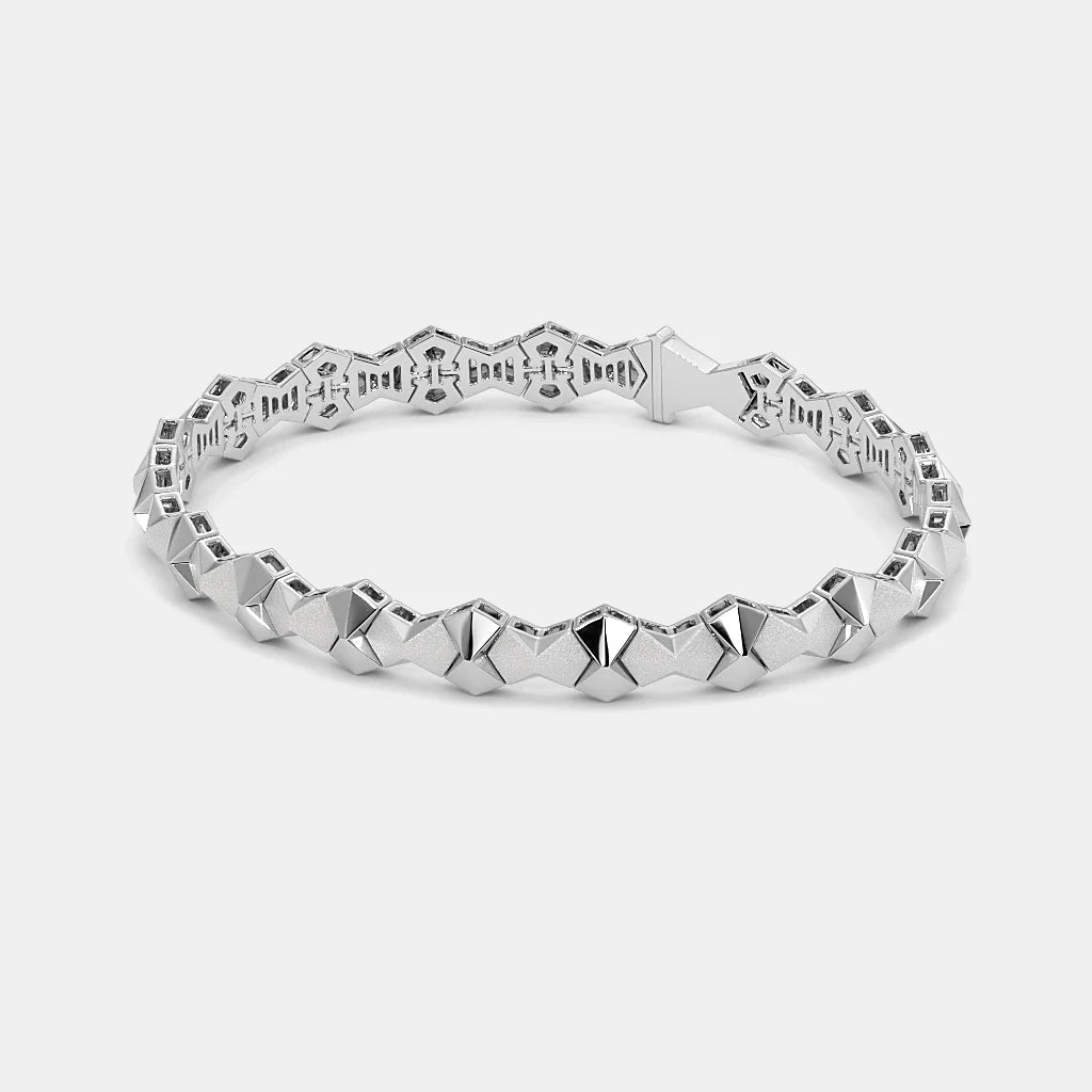 Sterling Silver Geometric Stud Bracelet for Men