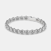 Sterling Silver Pyramid Stud Diamond Bracelet for Men