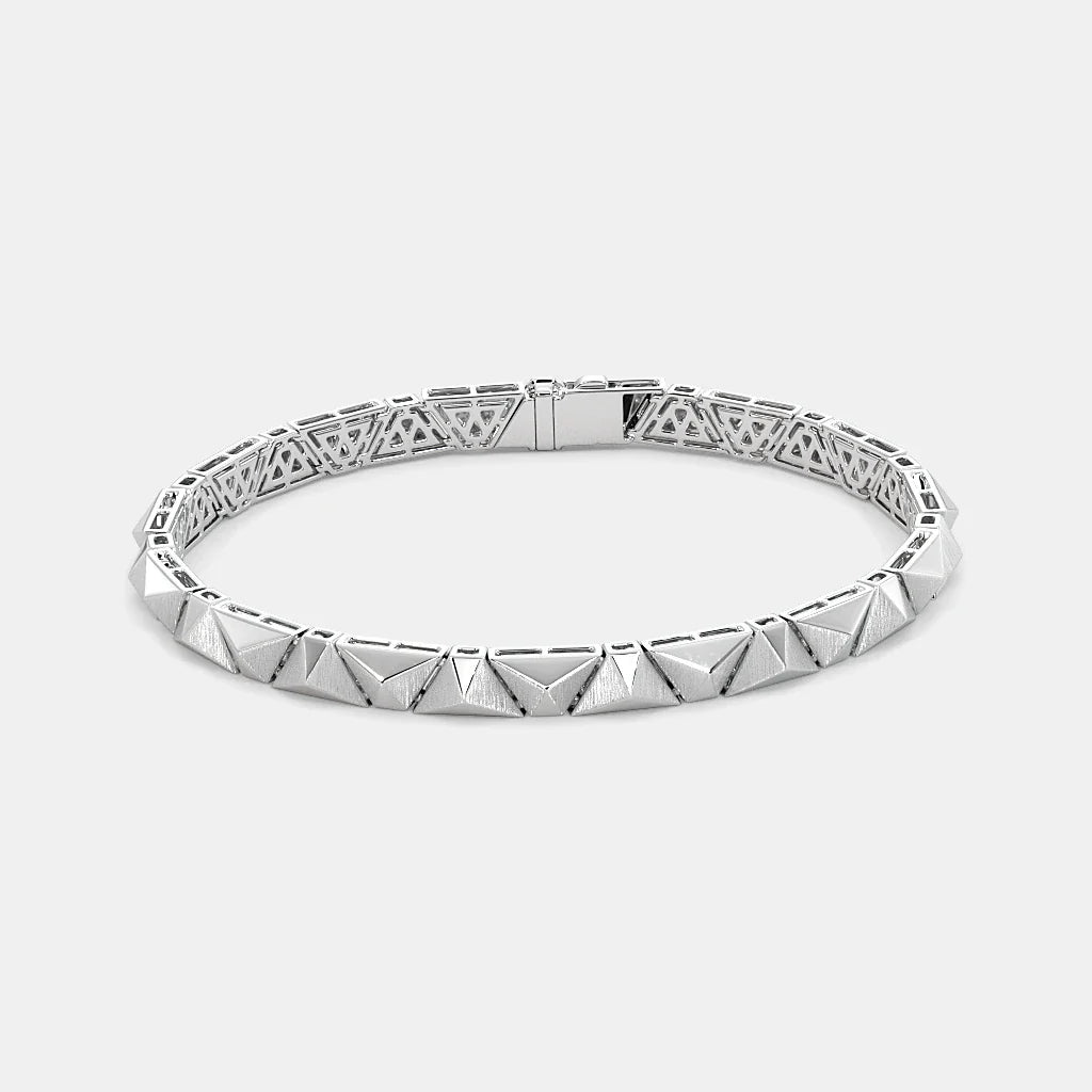 Sterling Silver Geometric Stud Chain Bracelet for Men