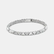Sterling Silver Geometric Stud Chain Bracelet for Men