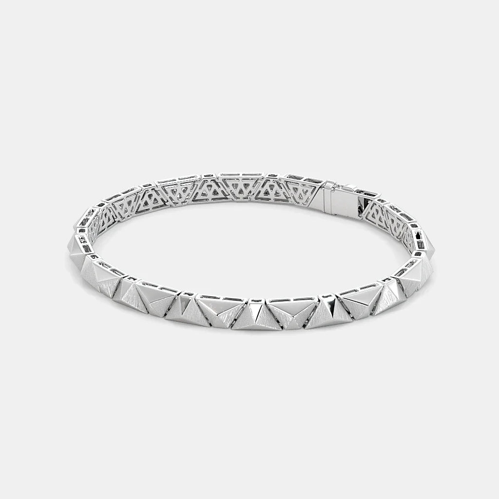 Sterling Silver Geometric Stud Chain Bracelet for Men