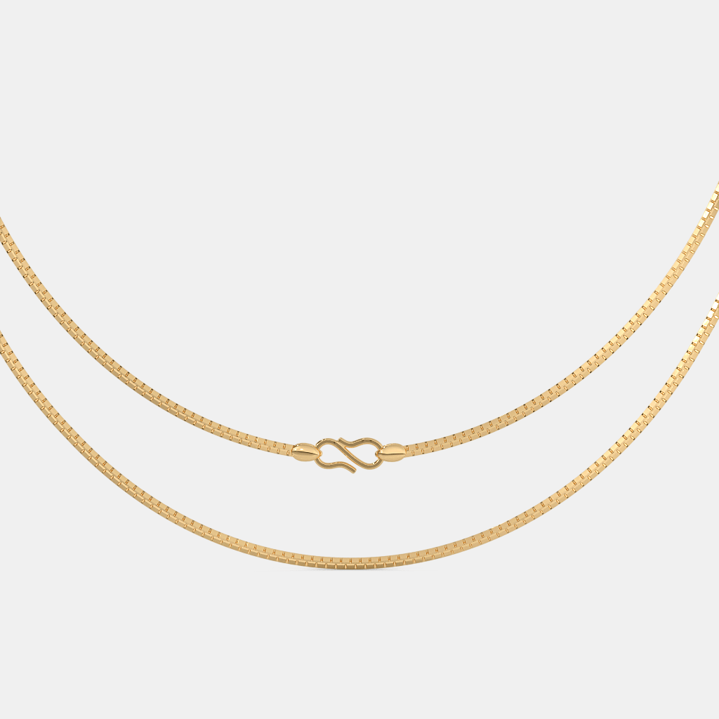 Men’s Flat Box Gold Chain Necklace Sleek Solid Finish Design