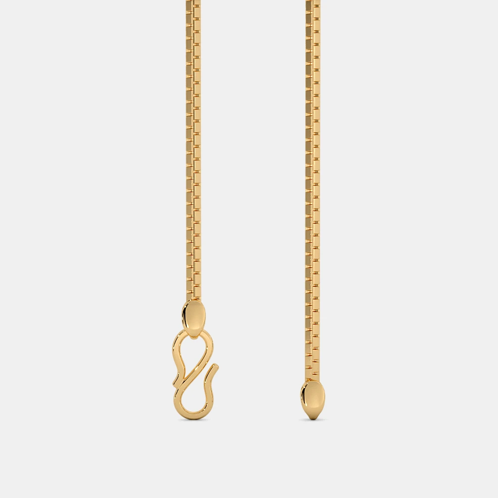 Men’s Flat Box Gold Chain Necklace Sleek Solid Finish Design