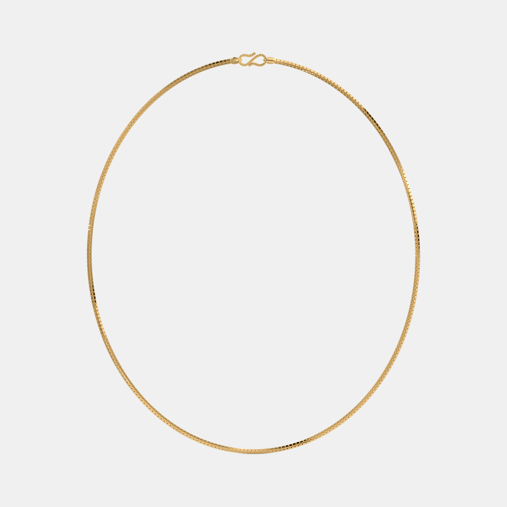 Men’s Flat Box Gold Chain Necklace Sleek Solid Finish Design